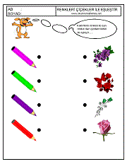 okul öncesi renkler çalışma sayfaları; renkleri eşleştirme çalışmaları